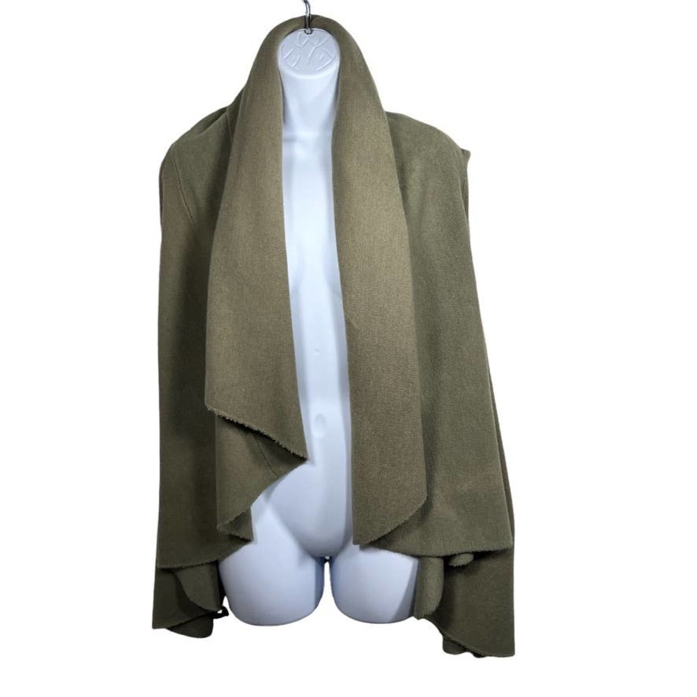Olive Green Drape Front Cardigan Sweater Vest | OS